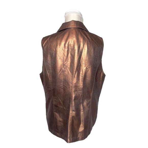 Chicos Shimmery Bronze Moto Vest Size 2 - Picture 8 of 15